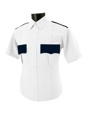 Two Tone white and black uniform polyester shirt short Sleeve